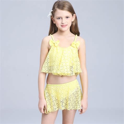 Zosmiu Children Girl Swimsuit Bowknot Two Piece Dress Kids Swimwear