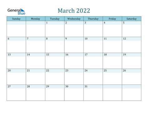 March 2022 Calendar Pdf Word Excel