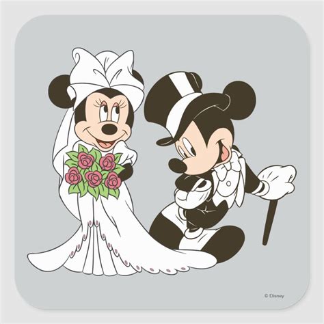 Mickey And Minnie Mouse Wedding Stickers For The Newly Married Couple