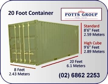 The final formula to convert 20 ft to m is: Shipping Container Services - Potts Group