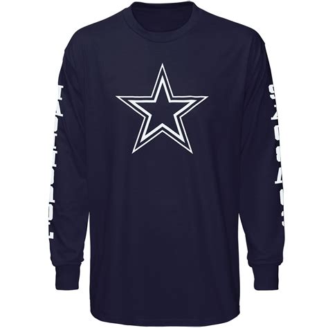 Dallas Cowboys Leaper Long Sleeve T Shirt Navy Blue Ebay