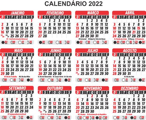 Gabarito Calendário 2022 Para Imprimir E Criar Calendários