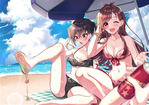Sunazuka Akira Multiple Girls Swimsuit Bikini Beach Breasts Outdoors