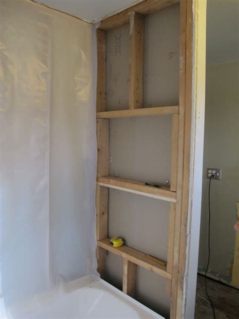 Learn how to build some. Building Custom Shower Shelves During a Bathroom Reno ...