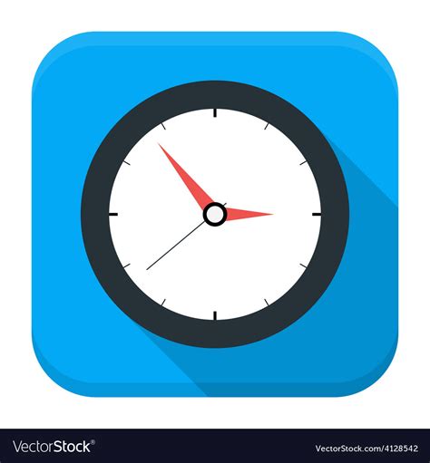 Clock App Icon With Long Shadow Royalty Free Vector Image