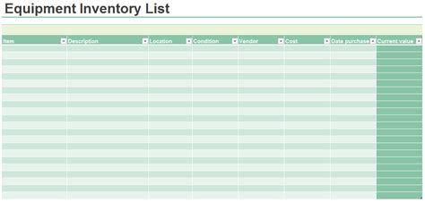 20 Free Equipment Inventory List Templates Ms Office Documents