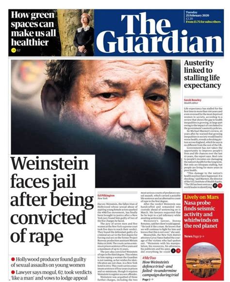 Harvey Weinstein Guilty How Newspaper Front Pages Covered Verdict