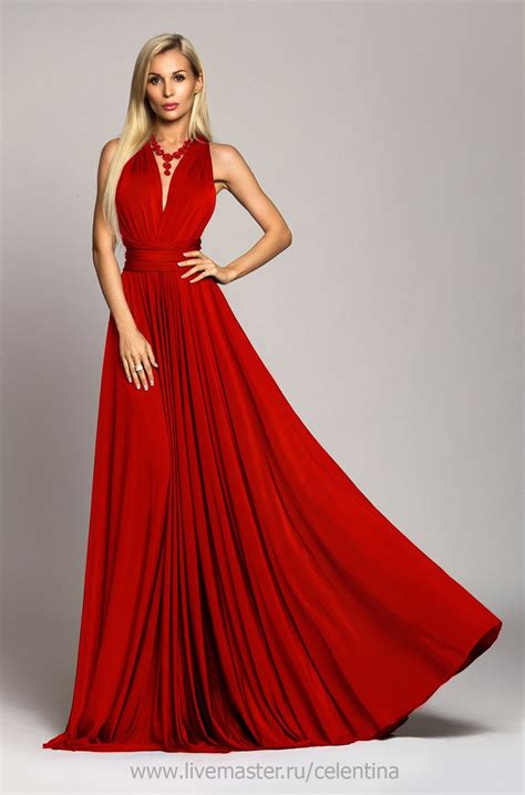 Длинное красное вечернее платье трансформер купить на Ярмарке