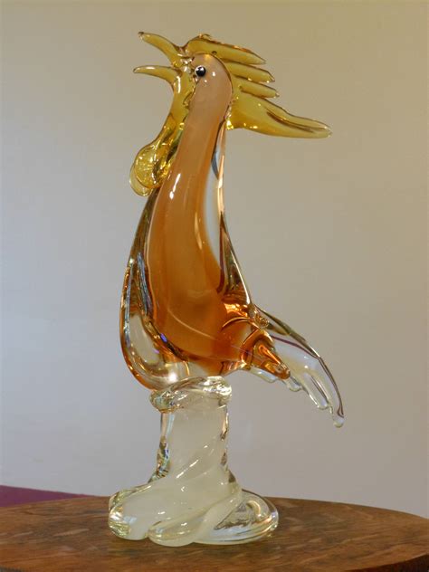 Tall Heavy Vintage Murano Art Glass Rooster Reserved For Judy