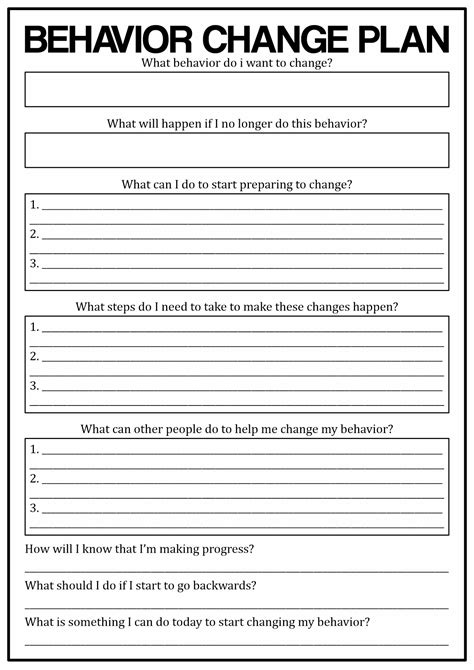 Behavior Change Plan Worksheet Cbt Therapy Writing Therapy Therapy