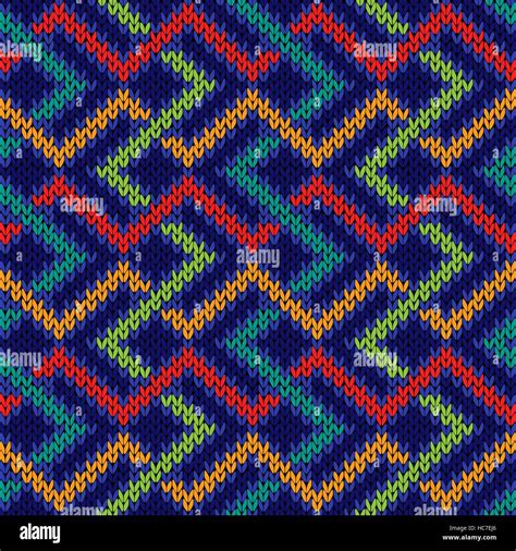 Knitted Background In Red Green Blue Orange And Turquoise Colors