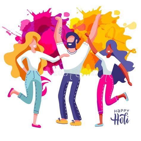 Indian People Playing Holi Stock Vector Illustration Of Ethnicity
