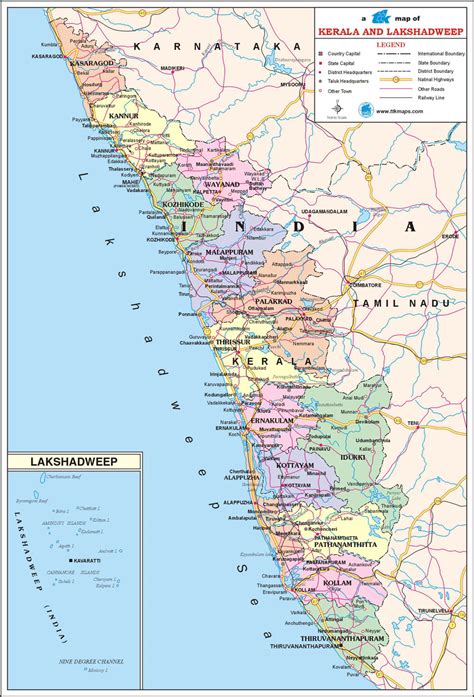 Kerala Travel Map Kerala State Map With Districts Cities Towns