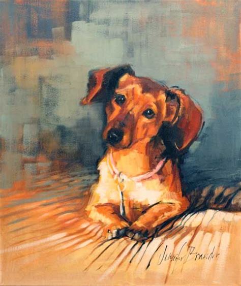 Custom Oil Painting Pet Portrait Of Dachshund Bella