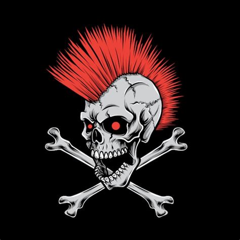 Premium Vector Punk Skull Mohawk Logo