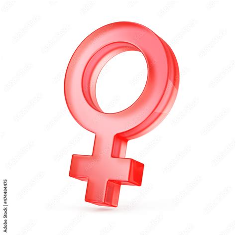 Female Sex Symbol Glass 3d Icon 3d Rendering Gender Symbol Isolated On White Ilustração Do