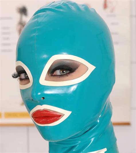 New Arrival Anatomical Latex Mask Black Rubber Fetish Latex Hoods And Masks Mouth Eyes Condom