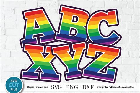 Rainbow Letters Svg Striped Font Svg Birthday Letters Svg 284107