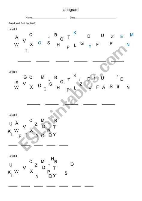 Anagram Esl Worksheet By Leedsenglish