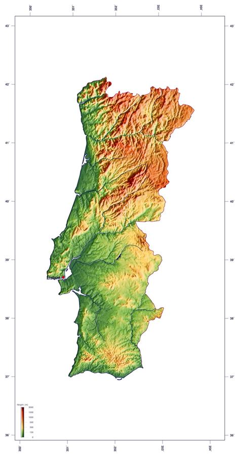 Detailed Elevation Map Of Portugal Portugal Europe Mapsland