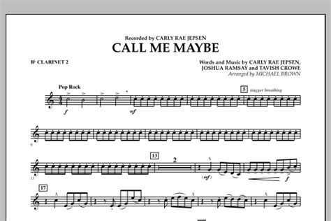 Call Me Maybe Bb Clarinet 2 Sheet Music Michael Brown Concert Band