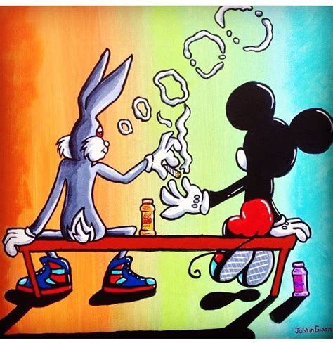 Mickey Mouse And Bugs Bunny Smoking Weed