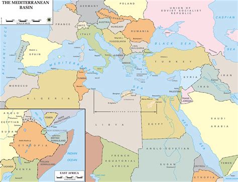 Mountainous regions are shown in shades of tan and brown, such as the africa is one of 7 continents illustrated on our blue ocean laminated map of the world. Map of WWII - Mediterranean Region 1940
