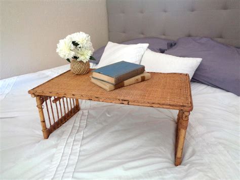 • legs can be folded away. Vintage Woven Rattan Folding Serving TV Tray - Collapsible ...