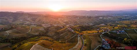 Aerial Panoramic Over Le Langhe Vineyards Piedmont Italy Royalty