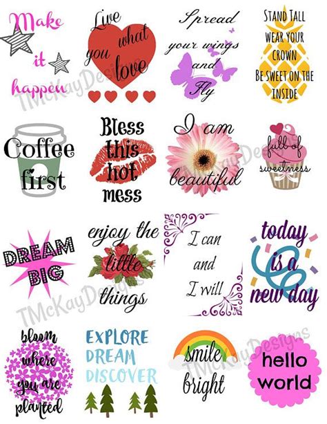 Inspirational Quote Stickers Planner Stickers Printable Printable