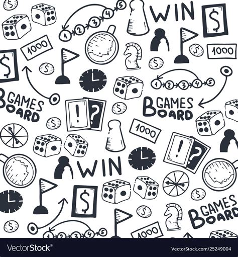 Board Games Hand Draw Doodle Background Royalty Free Vector