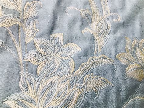 Swatch 4 X 7 Quilted Brocade Floral Upholstery Fabric Antique Blue