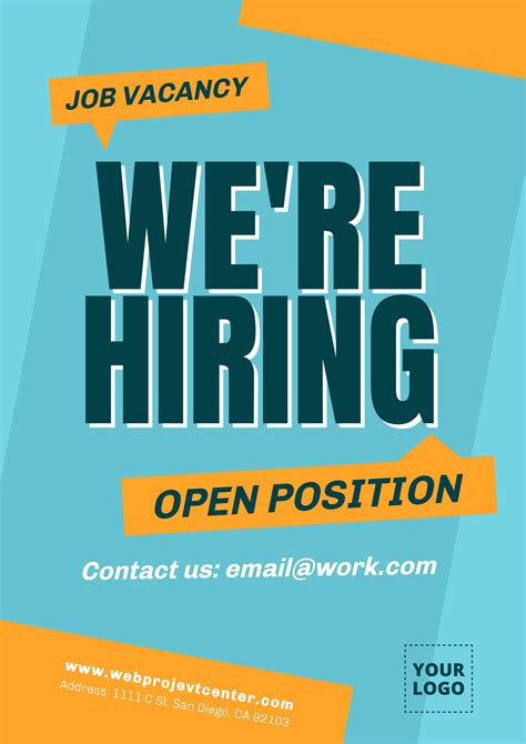 Editable Poster For Job Vacancy Job Poster Hiring Poster Were Hiring