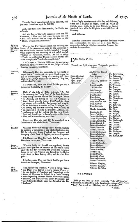 House Of Lords Journal Volume 20 8 July 1717 British History Online