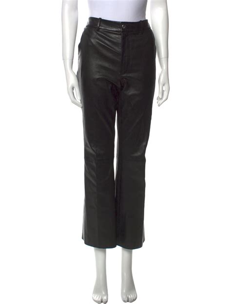 Helmut Lang Lamb Leather Flared Pants Black 10 5 Rise Pants