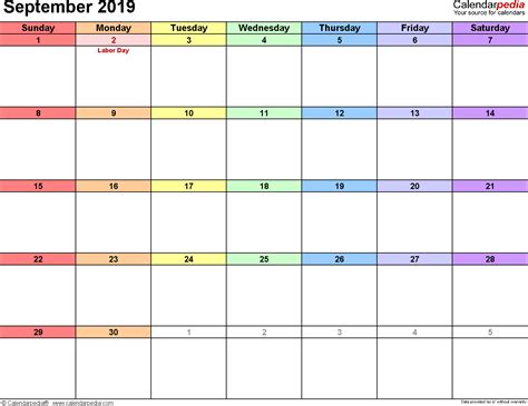 The format of this marketing calendar template lets you. September 2019 Calendar | Templates for Word, Excel and PDF