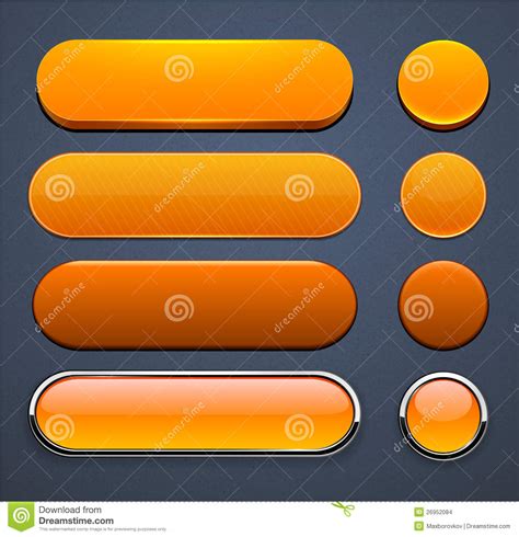 Orange High Detailed Modern Web Buttons Stock Vector Illustration Of