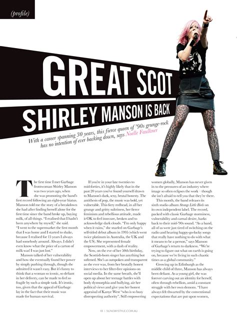 Great Scot Shirley Manson Is Back Noelle Faulkner