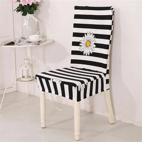 Pulaski imperial stripe upholstered dining chair in bourbon, multicolor best dining chair 2. Black & White Striped Daisy Dining Chair Cover in 2020 | Dining chairs, Slipcovers for chairs ...