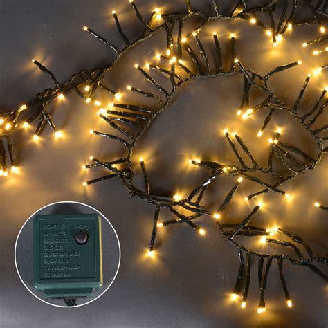 200 Warm White Multi Function Led Cluster Christmas Lights 575 Ft