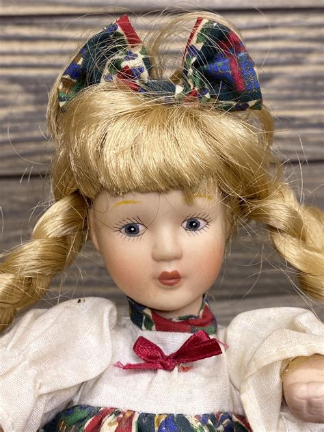 Vintage Dan Dee Porcelain Doll 7” Blonde Hair Red Green Christmas Dress Ebay