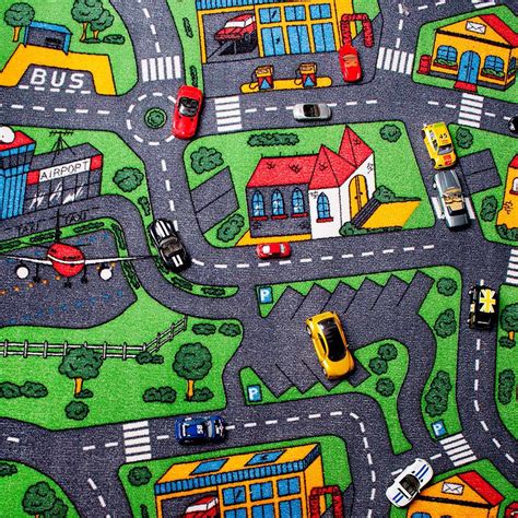 Road Map Carpet Kids City Life Buy Childrens Roadmap Feltback Carpet
