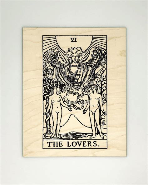The Lovers Tarot Wood Art Rider Waite Tarot Card Engraved Etsy