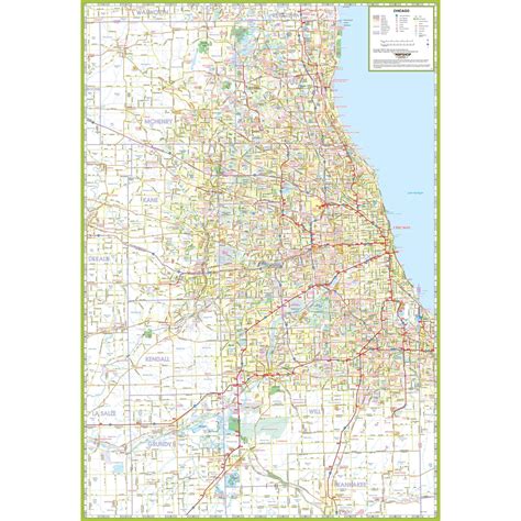 Chicago Illinois Metro Wall Map By Gm Johnson The Map Shop