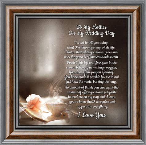 May you continue with the same spirit and may all your dreams come true. To My Mom on My Wedding Day, Daughter to Mother Framed ...