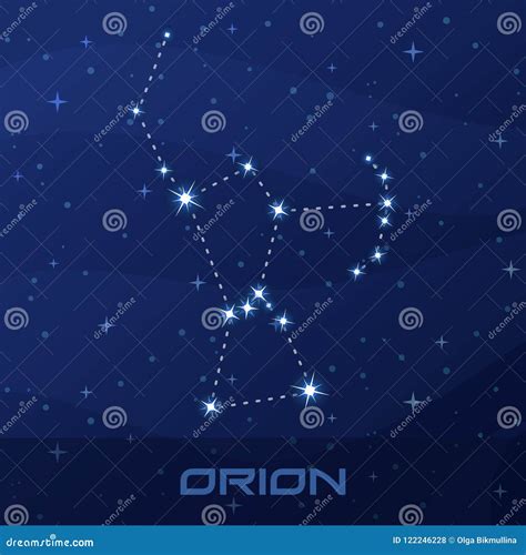 Constellation Orion Hunter Night Star Sky Vector Illustration
