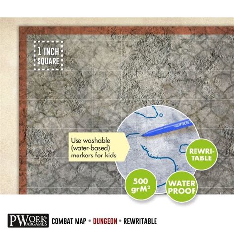 Hammerhouse Pwork Wargames Combat Map Dungeon 30x30 Pvc Battlegrid