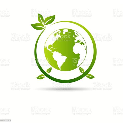 Green Earth Green Leaf Paper Art Ecology Concept White Background Stock