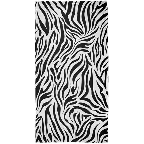 Zebra Print White All Over Beach Towel Zebra Print Yellow Animal