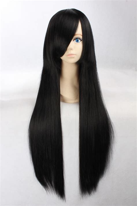 Quality Thick 80cm Long Straight Black Wig School Days Katsura Kotonoha